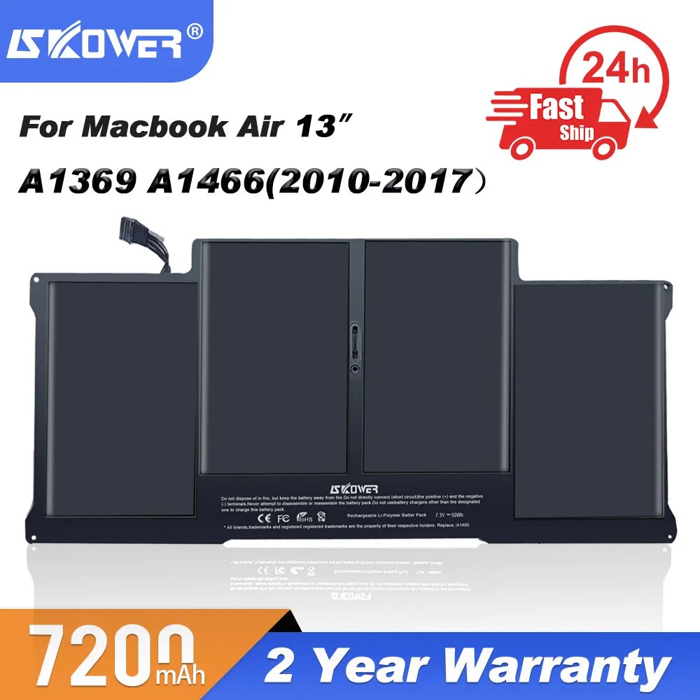 SKOWER Laptop Battery For Apple Macbook Air 11 13 Inch A1466 A1370 A1369 A1465 Notebook A1375 A1406 A1405 Batteries Free Tools