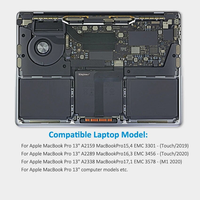 KingSener 58.2Wh A2171 Laptop Battery for Apple MacBook Retina 13.3'' A2159(2019 Year) A2289(2020 Year) A2338(2020 ) 616-00675