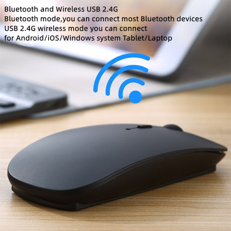 Rechargeable Wireless Bluetooth Mouse For iPad Samsung Huawei MiPad 2.4G USB Mice For Android Windows Tablet Laptop Notebook PC