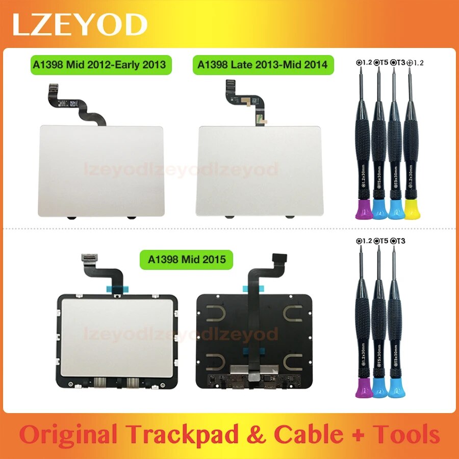 Original A1398 Touchpad TouchPad With Tools For Apple Macbook Pro Retina 15" A1398 Trackpad Flex Cable 2012 2013 2014 2015 Year